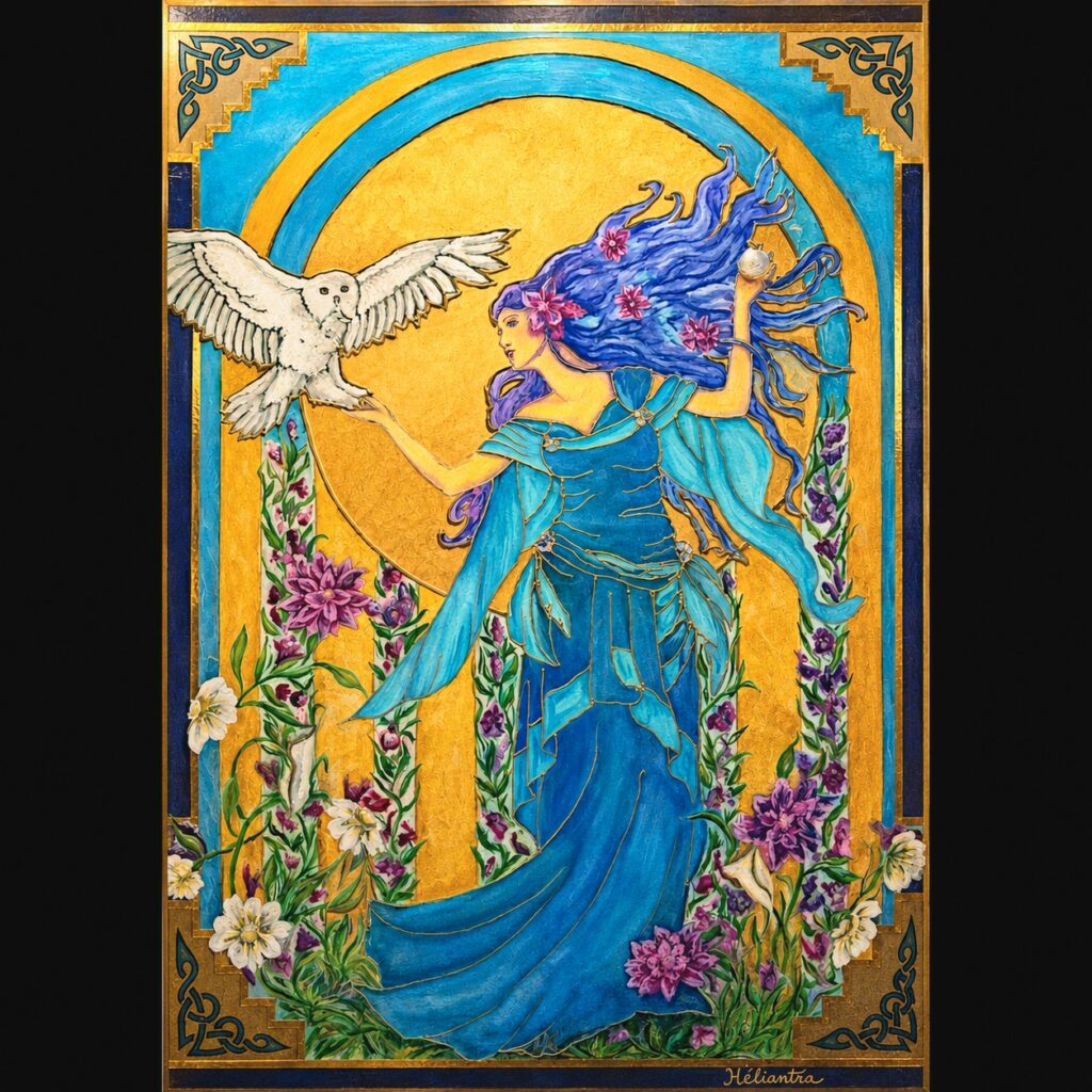 Tableau Femme Hibou "Florélys"